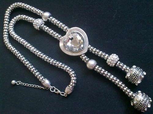 GORGEOUS TIBETAN SILVER  CHUNKY HEART NECKLACE