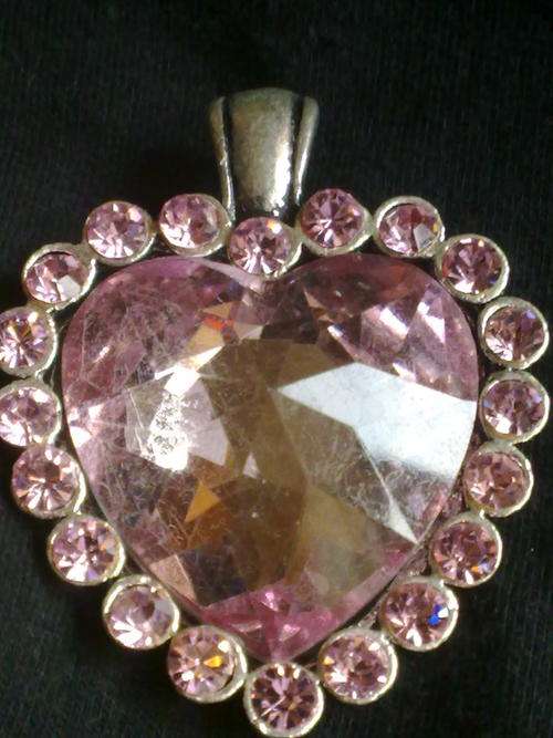 NEW!!!  TIBETAN SILVER PINK HEART PENDANT LARGE