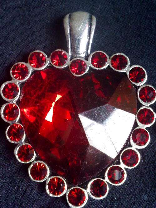 TIBETAN SILVER RUBY RED HEART PENDANT LARGE