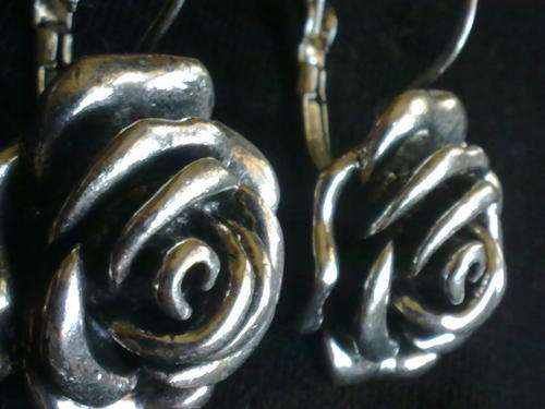 GORGEOUS TIBETAN SILVER ROSE EARRINGS