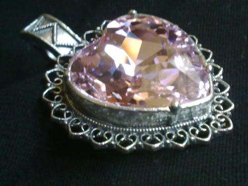 NEW!!!  TIBETAN SILVER FANCY PINK HEART PENDANT LARGE