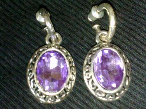 STUNNING TIBETAN SILVER LILAC OVAL EARRINGS