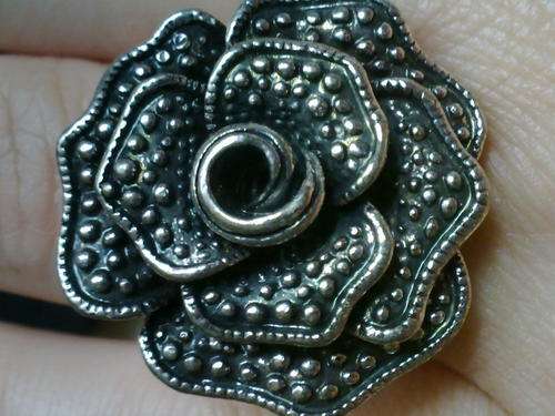 TIBETAN SILVER MARCAZITE LOOK ROSE RING 27 mm X 27 mm