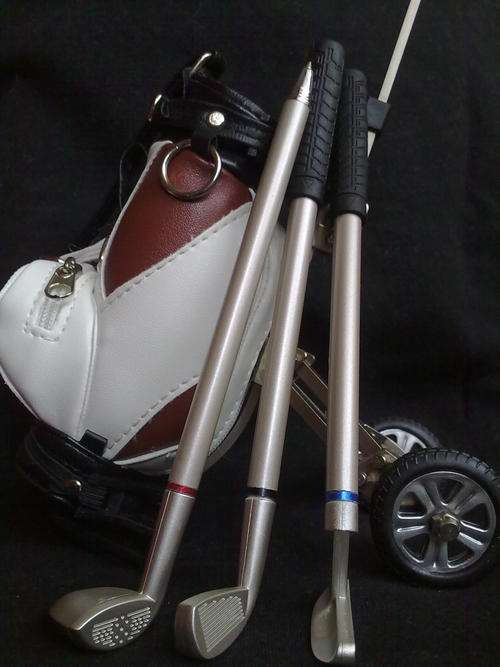 PERFECT GIFT FOR HIM!! EXECUTIVE DESK GOLFBAG & CLUBS PENS