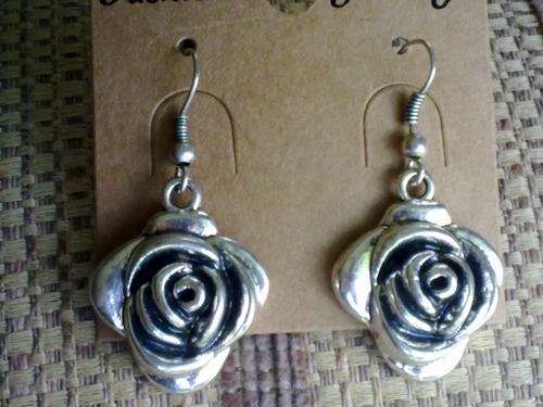 GORGEOUS TIBETAN SILVER ROSE EARRINGS