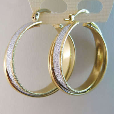 NEW!! GOLD TWO TONE HOOP EARRINGS