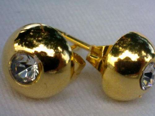 NEW!! GOLD DIAMANTE BALL STUD EARRINGS