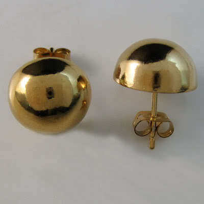 NEW!! LARGE GOLD BALL STUD EARRINGS