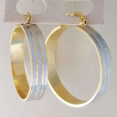 NEW!! GOLD TWO TONE HOOP EARRINGS