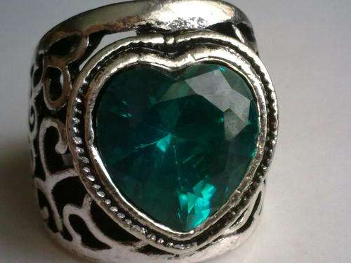 TIBETAN SILVER TURQOUISE HEART RING 22 mm
