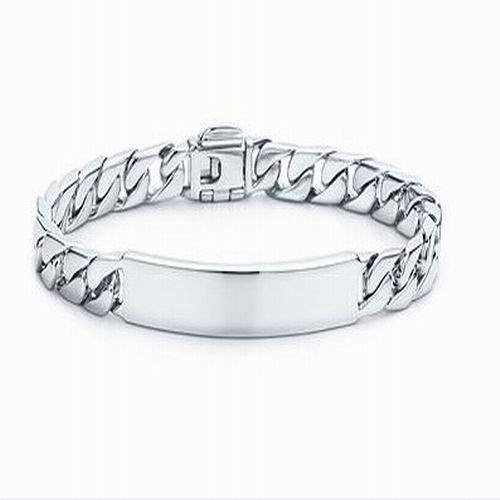 STERLING SILVER 10 mm MENS ID BRACELET