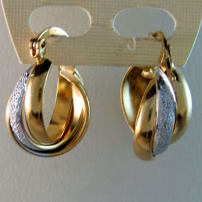 2 YEAR GUARANTEE!! GOLD TWO TONE THREE HOOP EARRINGS