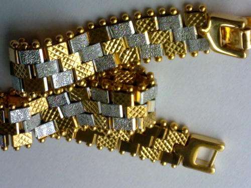GORGEOUS GOLD TWO TONE WIDE MENS/LADIES BRACELET 12 mm