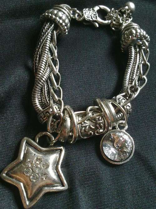 EXCLUSIVELY FROM THE 2011 HADASSAH COLLECTION  TIBETAN SILVER MULTI CHAIN CHARMS  BRACELET