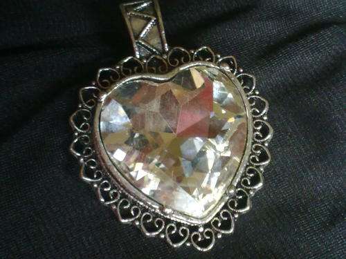 TIBETAN SILVER CRYSTAL HEART PENDANT LARGE