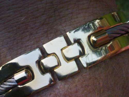 LAST ONE!!*R300* LAST ONE!!!GORGEOUS GOLD TWO TONE WIDE MENS BRACELET 17 mm