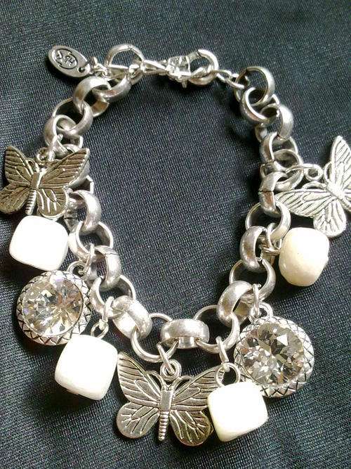 EXCLUSIVELY FROM THE 2011 HADASSAH COLLECTION  TIBETAN SILVER MULTI CHAIN BUTTERFLIES  BRACELET