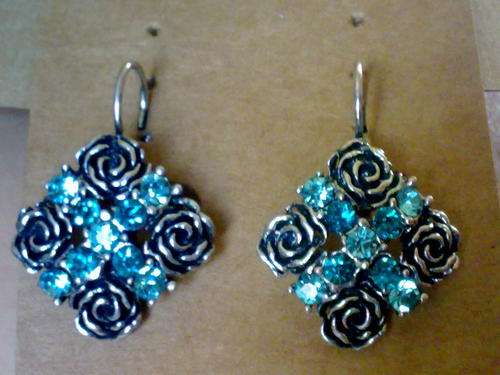 STUNNING TIBETAN SILVER TEAL BLUE EARRINGS