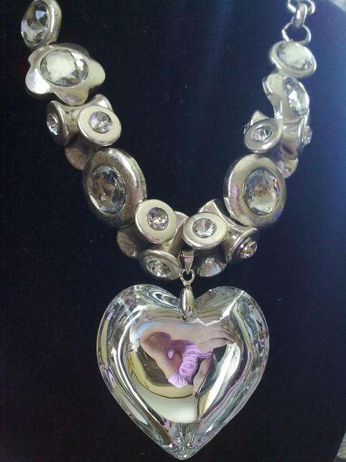 STUNNING!!! CRYSTAL HEART TIBETAN SILVER NECKLACE