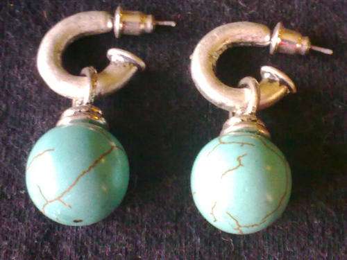 Stunning Tibetan Silver TERQUOISE Ball dangling EARRINGS