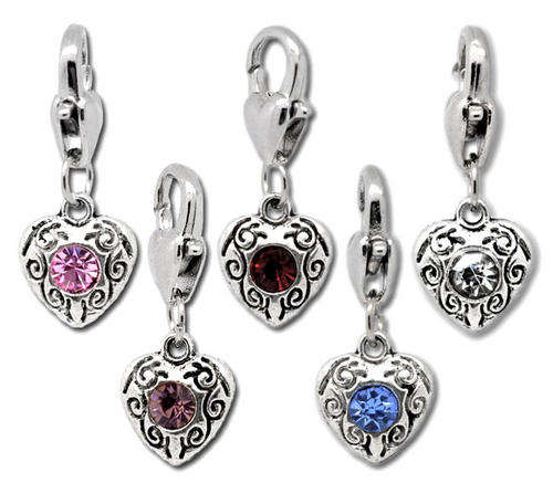 Love Heart Clip On Charm Fit Link Chain Bracelet