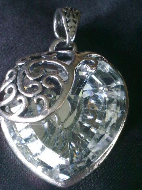 STUNNING LARGE CRYSTAL TIBETAN SILVER FANCY PENDANT