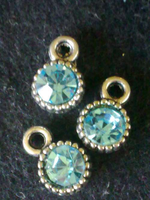 STUNNING TIBETAN SILVER LIGHT BLUE  ROUND CHARM