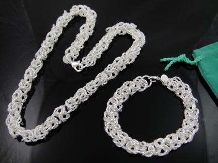 STUNNING  SILVERMATT WILDBASKET CHUNKY SET 9mm