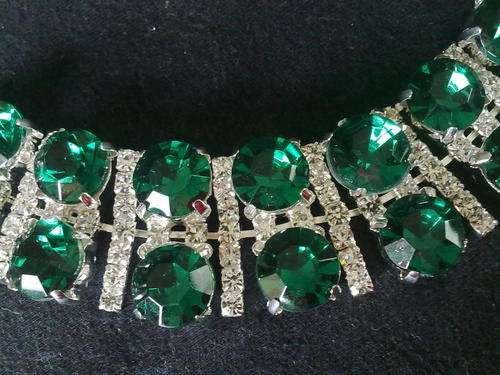 26 mm STUNNING SILVER EMERALD GREEN & DIAMANTE RHINESTONE BRACELET
