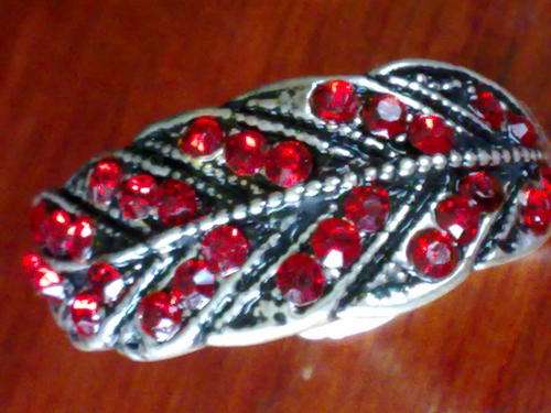 TIBETAN SILVER RUBY RED RHINESTONE MARCAZITE LOOK RING