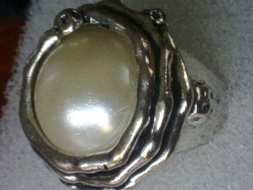TIBETAN SILVER IMITATION MABE RING