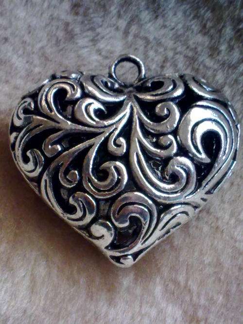 NEW!!! LARGE TIBETAN SILVER FILIGREE HEART PENDANT