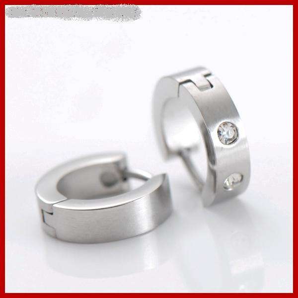 Stunning STAINLESS STEEL DIAMANTE HUGGIE EARRINGS