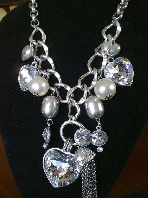 LAST ONE!!!STUNNING TIBETAN SILVER  MULTI CRYSTAL CHARMS NECKLACE