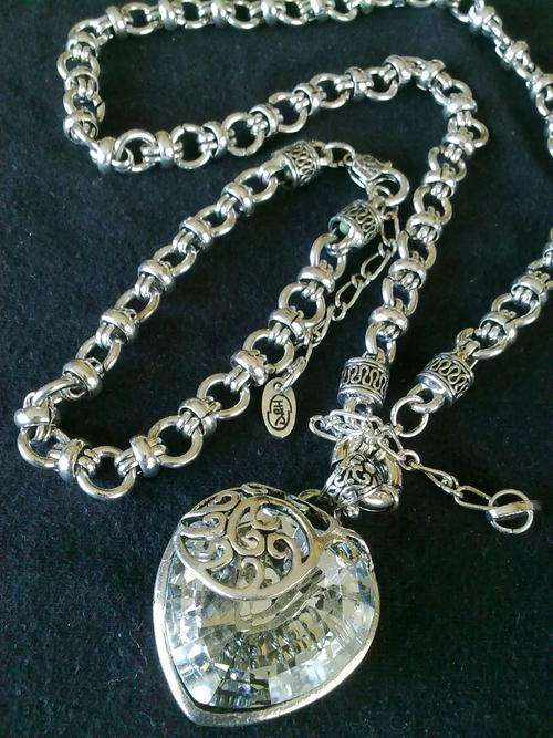 LAST SET!!!STUNNING TIBETAN SILVER CRYSTAL HEART PENDANT  NECKLACE BRACELET SET