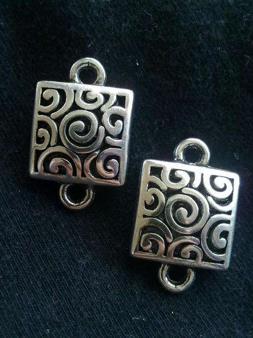 NEW!!!  TIBETAN SILVER SQUARE FILIGREE CHARMS