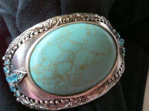 STUNNING TIBETAN SILVER TERQUOISE CUFF BANGLE