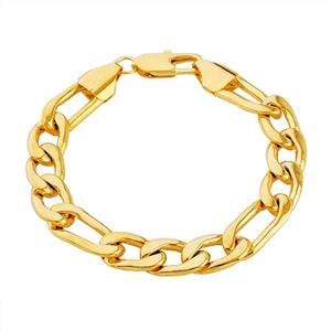 2 YEAR GUARANTEE!!GORGEOUS GOLD FIGARO BRACELET 8 mm