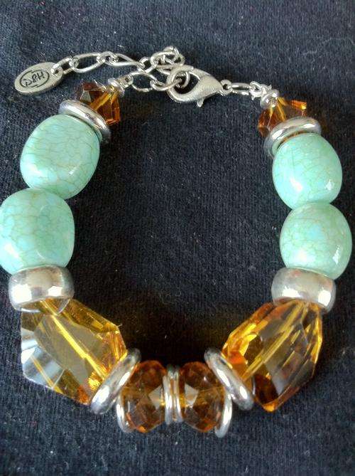 STUNNING TIBETAN SILVER RUSTY BROWN & TERQUOISE BRACELET