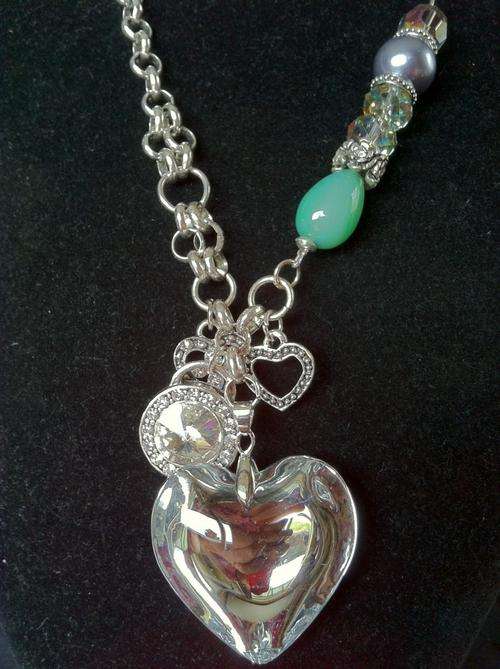 TIBETAN SILVER LARGE CRYSTAL HEART PENDANT MYSTIC TOPAZ CRYSTALS NECKLACE