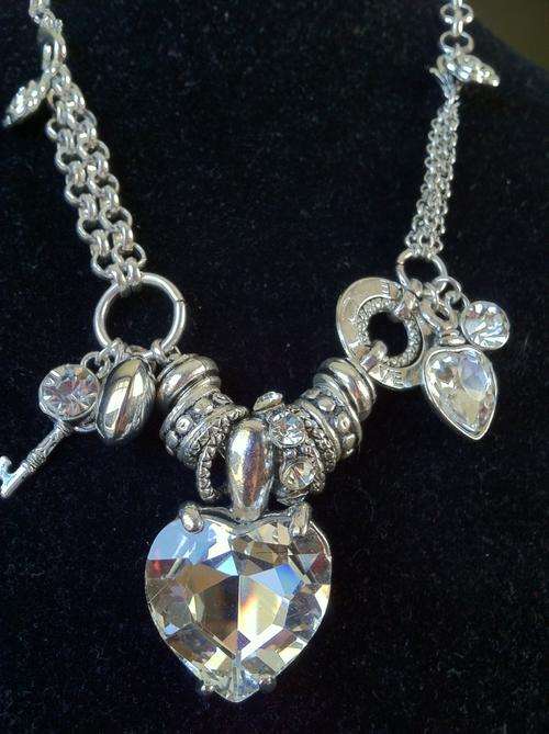LAST ONE!! TIBETAN SILVER MULTI CHARMS HEART PENDANT NECKLACE