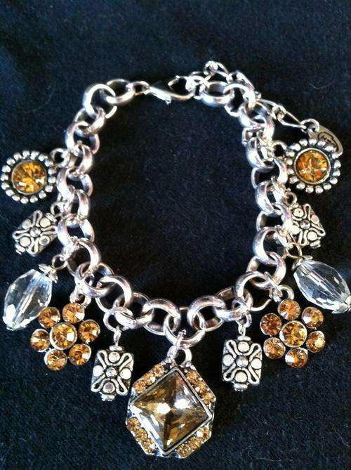 GORGEOUS TIBETAN SILVER CHAMPAIGNE MULTI CHARMS BRACELET