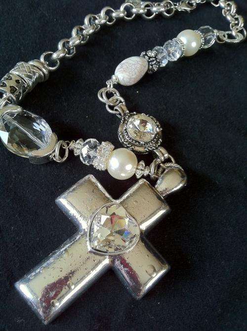 TIBETAN SILVER FANCY CROSS PENDANT NECKLACE