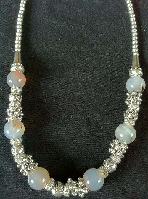 TIBETAN SILVER NATURAL STONE BEADS NECKLACE