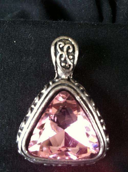 NEW!!!  TIBETAN SILVER DIAMANTE  PENDANT PINK