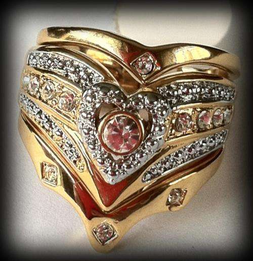 GOLD EP 3 BAND DIAMANTE SET 1 YEAR GUARANTEE SIZE 18