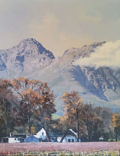 Ted Hoefsloot (1930 - 2013) `Vineyard Franschhoek` - Large - Investment Art - Bid now!!!