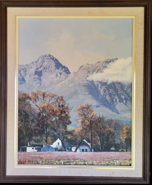 Ted Hoefsloot (1930 - 2013) `Vineyard Franschhoek` - Large - Investment Art - Bid now!!!