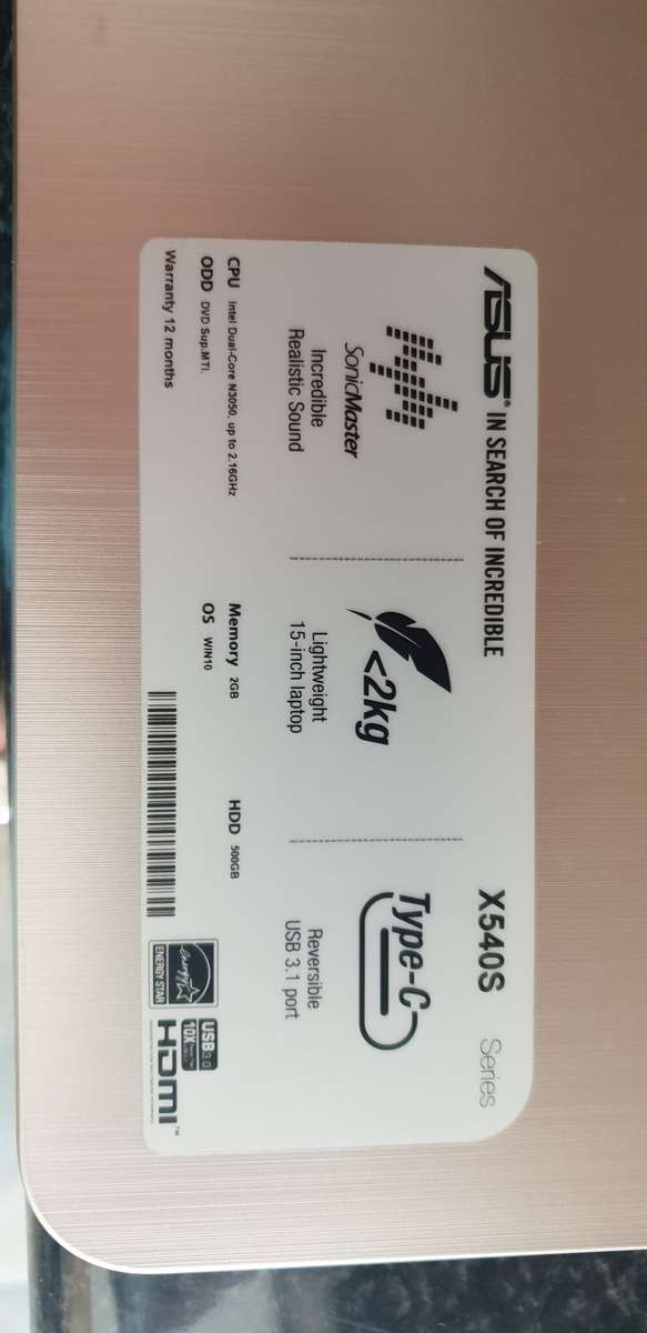 Asus X540S Laptop DEMO Model