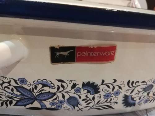 Rare Pointerware enamel blue and white roasting dish